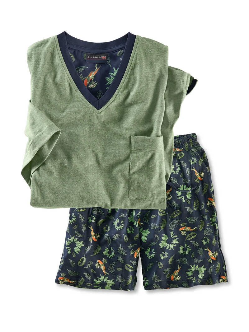 Shorty-Pyjama 'Leaves And Parrots' 1 Shorty-Pyjama 'Leaves And Parrots'