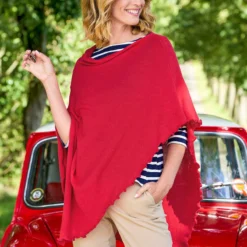 Strickponcho Im Kaschmir-Mix