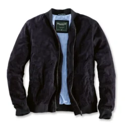 Lederblouson Aus Ziegenvelours In Navy