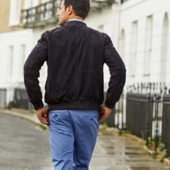 Lederblouson Aus Ziegenvelours In Navy -Fred Perry Verkaufsgeschäft 83 1383 2