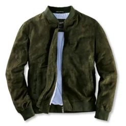 Lederblouson Aus Ziegenvelours In Racing Green