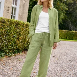 Grüne Leinen-Hose -Fred Perry Verkaufsgeschäft 83 1730 1